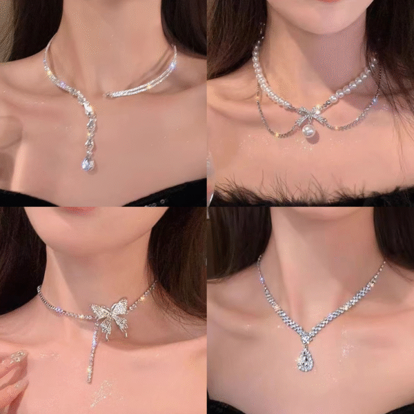 Diamond Crystal Tassel Necklace - Image 1