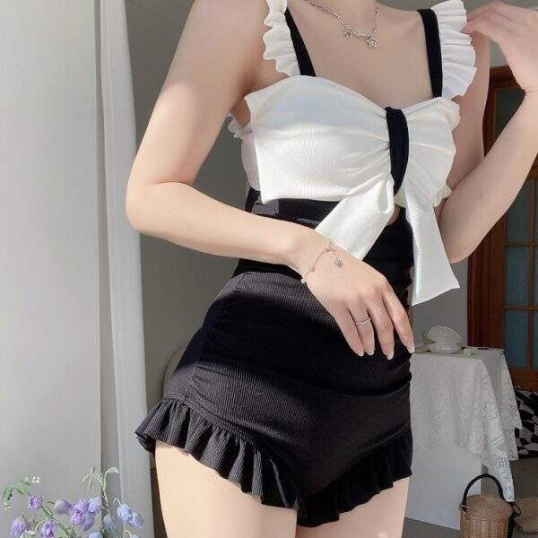 one-piece swimsuit, women's bow cover - Image 1