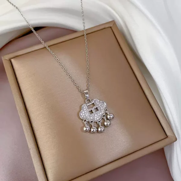 Outlet clearance auspicious cloud safety lock necklace outlets women - Image 4