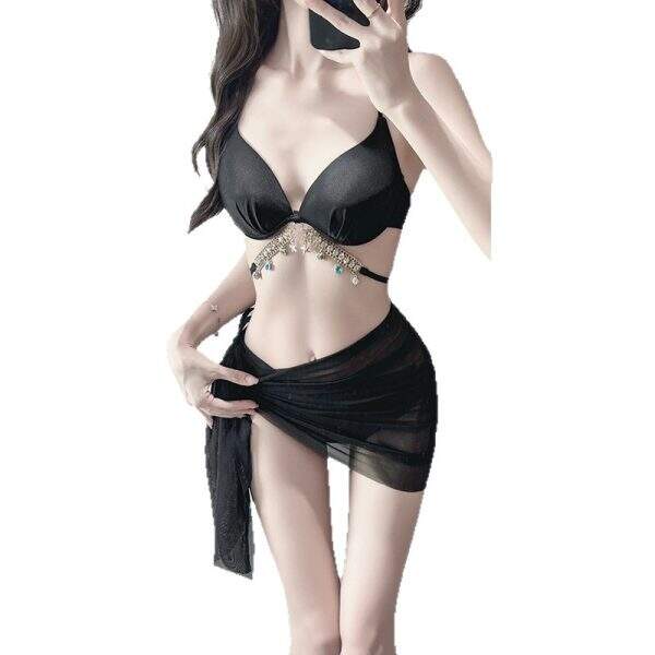 New solid color women's three piece swimsuit set - Image 5
