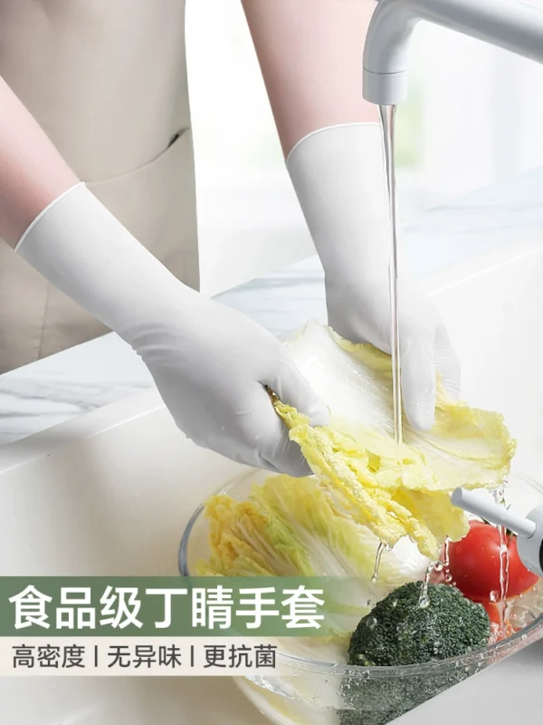 Nitrile gloves are long, durable, and disposable for washing dishes - Image 2