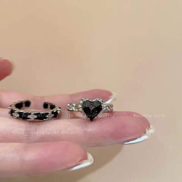 Cold style fashion gradient black gravel ring - Image 2
