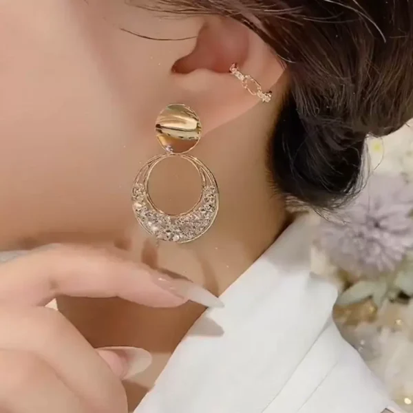 Full Diamond Round Earrings - Image 4