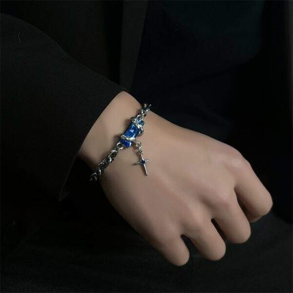 Star winding black diamond titanium steel bracelet for men - Image 1