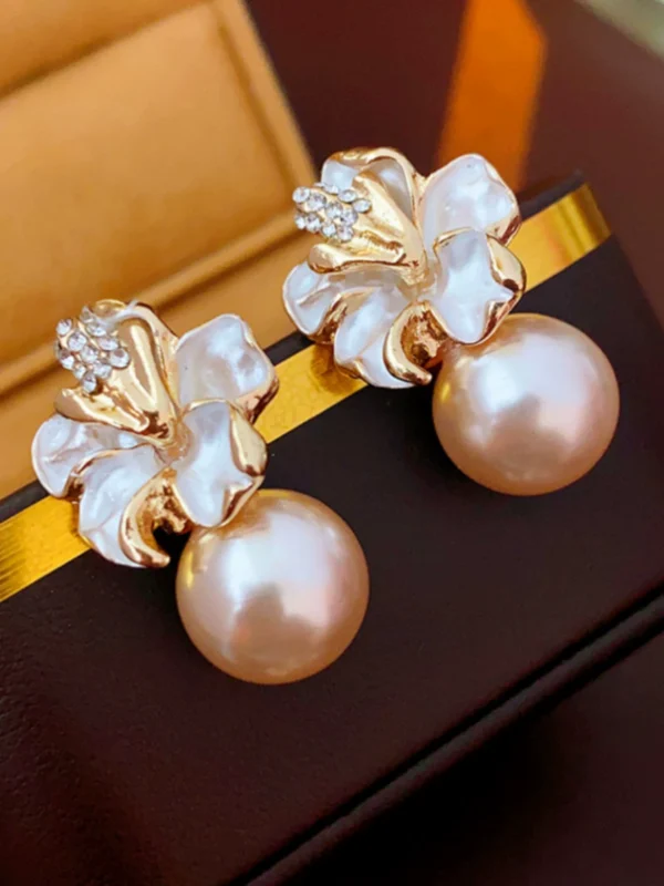 Flower Pearl Earrings Outlets Female - Image 3