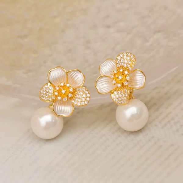 Camellia Flower Earrings - Image 2