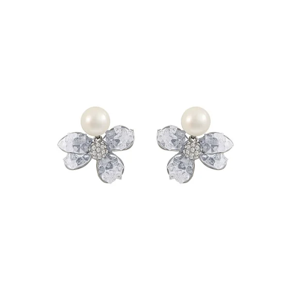 Outlet clearance gradient flower pearl earrings outlets - Image 5