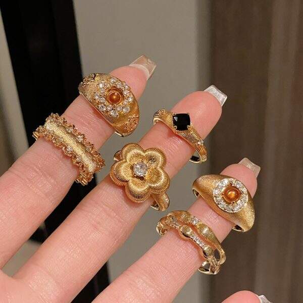 Brushed Tiger Eye Stone Open Ring - Image 1