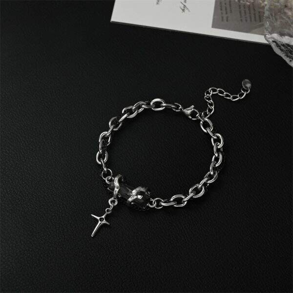 Star winding black diamond titanium steel bracelet for men - Image 2