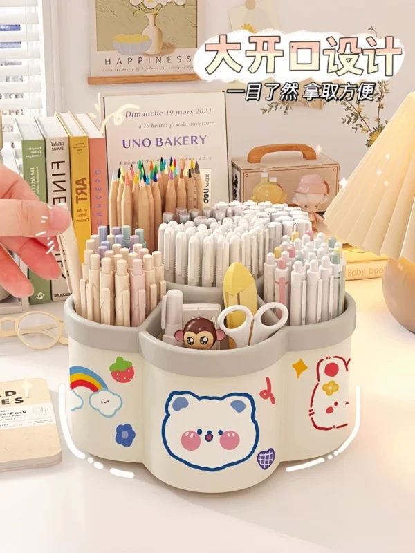 Rotating pen holder multifunctional large capacity desktop paper - Image 2