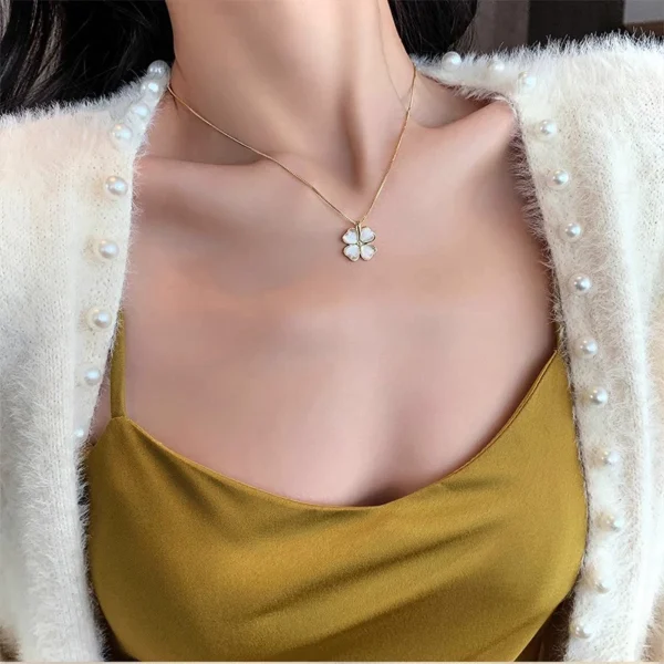 High end cat eye stone clover pendant, women's jewelry - Image 4