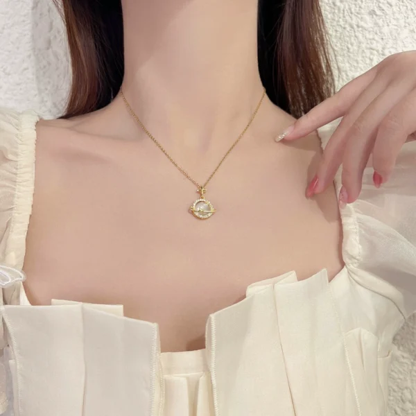 Cat's Eye Stone Planet Necklace - Image 4
