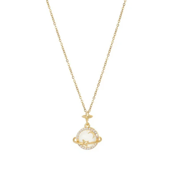 Cat's Eye Stone Planet Necklace - Image 5