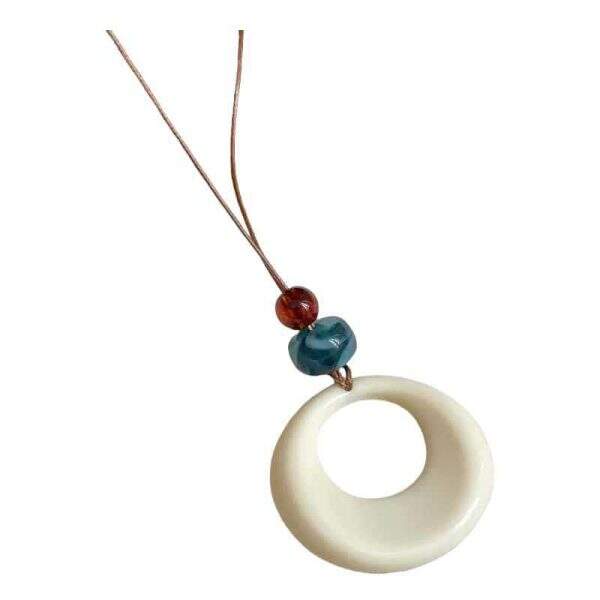 Ring pendant black rope long necklace - Image 5
