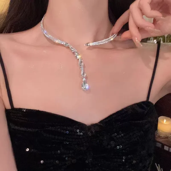 Diamond Crystal Tassel Necklace - Image 2