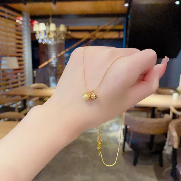 Small Golden Ball Titanium Steel Necklace - Image 2