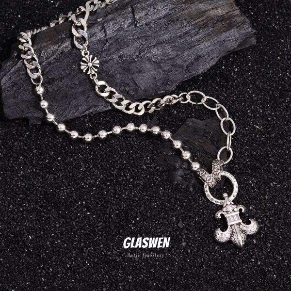 Hip-hop niche full diamond anchor necklace - Image 1