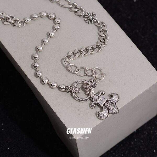 Hip-hop niche full diamond anchor necklace - Image 2