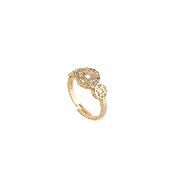Picking up 18K gold full diamond copper coin ring - Image 5