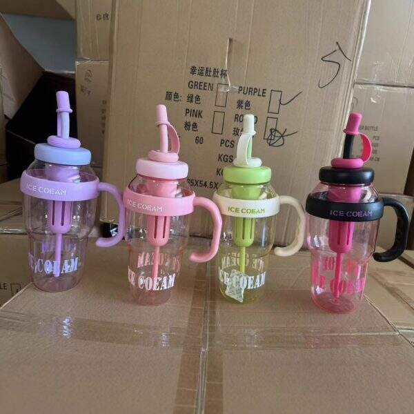Cute style plastic cup with straw - Image 4