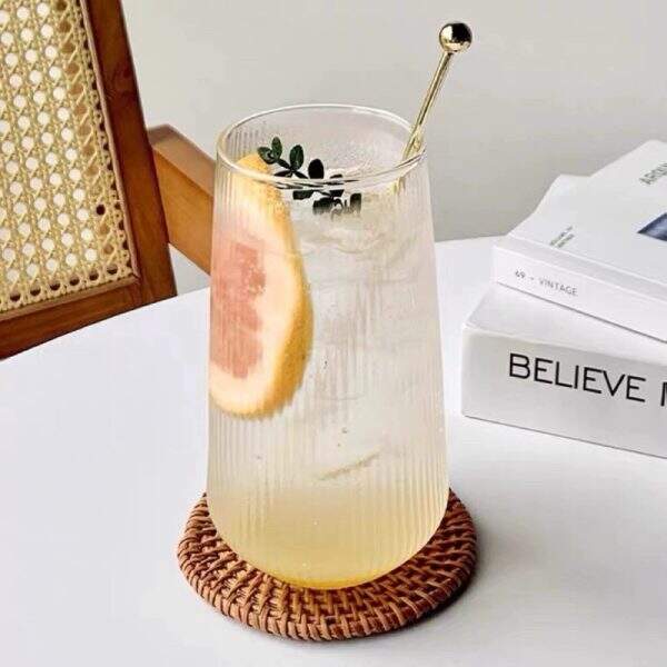 Summer striped high borosilicate glass cold drink cup - Image 3