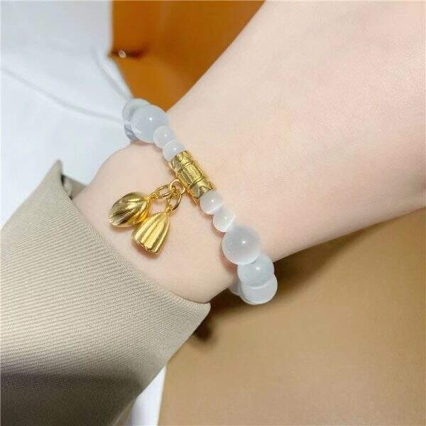 Cat's eye stone lotus bracelet - Image 2