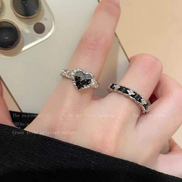 Cold style fashion gradient black gravel ring - Image 3