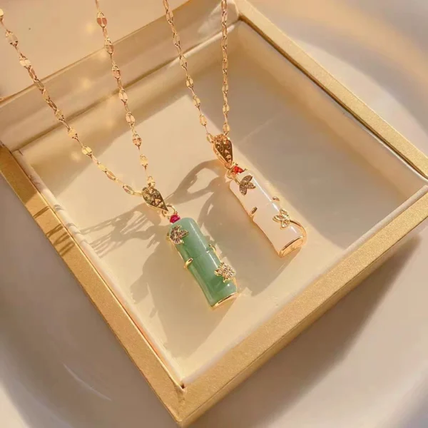 Bamboo pendant collarbone chain - Image 2
