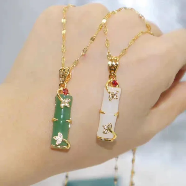 Bamboo pendant collarbone chain - Image 3
