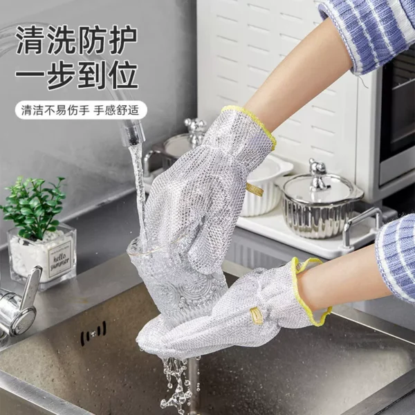 Steel wire dishwashing gloves, extended and waterproof - Image 3
