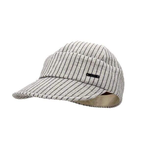 Japanese retro white striped duckbill cap - Image 5