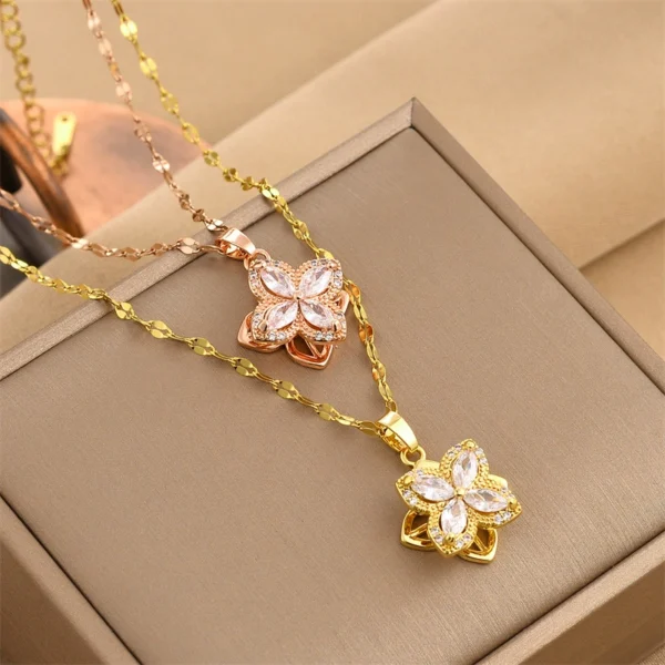 Outlet Clearance Rotating Clover Necklace Outlets - Image 1
