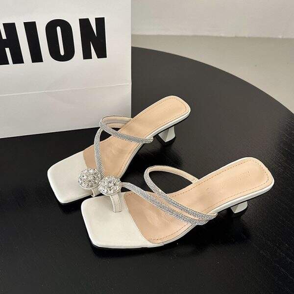 Diamond-studded high-heeled sandals - Image 1