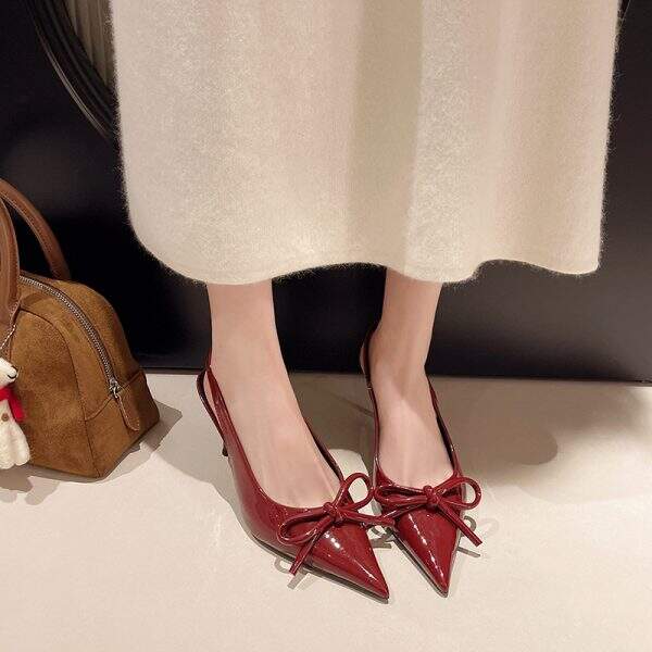 Butterfly bow shallow mouth high heels for women - Image 4