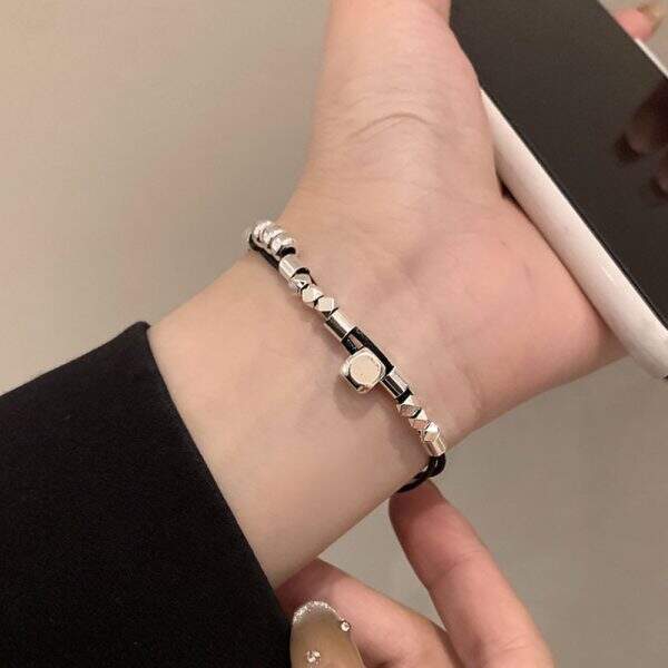 Cool black leather bracelet - Image 3