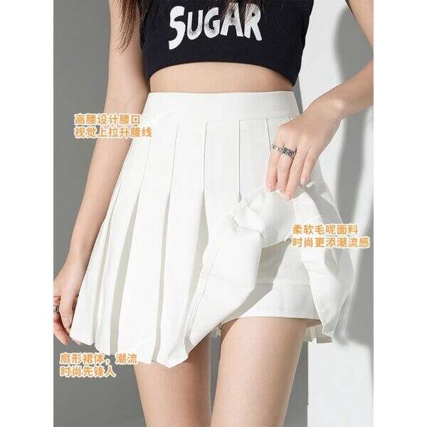 High quality white suit pleated skirt for women - Image 3