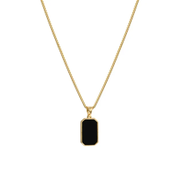 Square black titanium steel necklace - Image 5