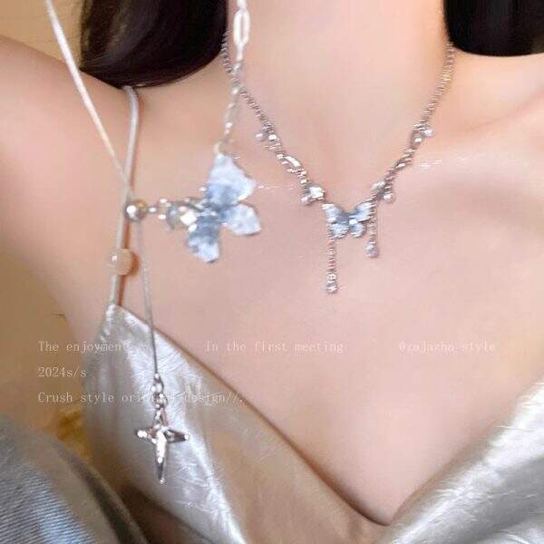 Pearl butterfly tassel necklace - Image 1