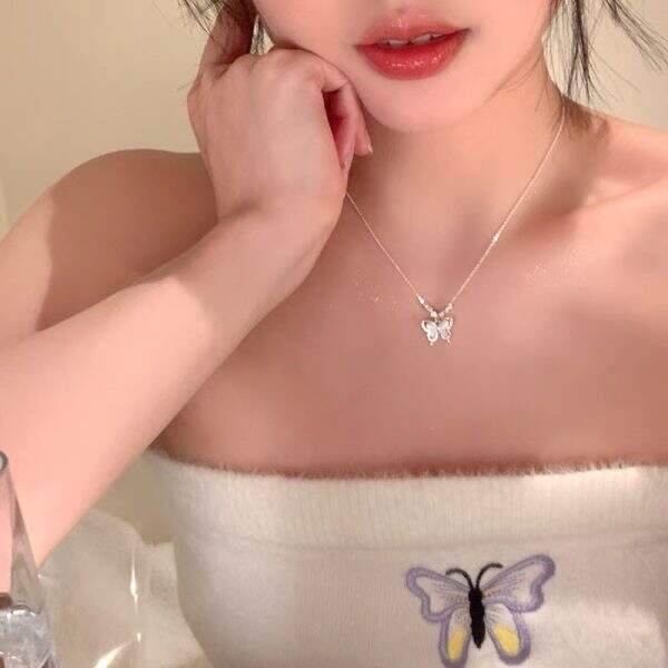 Cat's Eye Stone Butterfly Necklace - Image 3