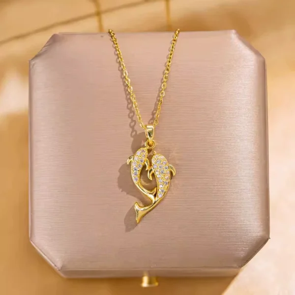 18k Full Diamond Pisces Pendant Necklace Outlets - Image 2