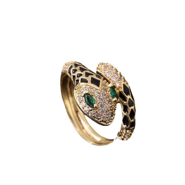 Golden Retro Green Eye Serpentine Ring - Image 5