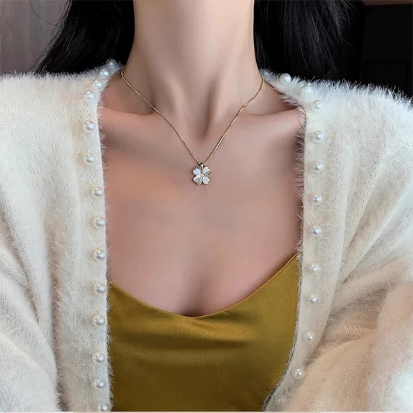 High end cat eye stone clover pendant, women's jewelry - Image 5