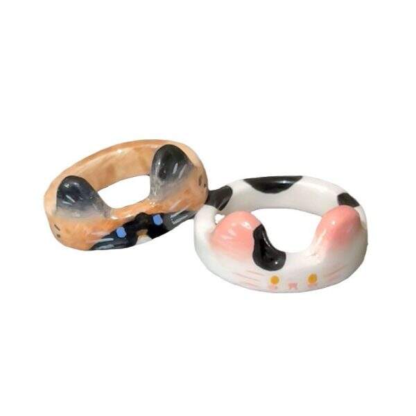Cartoon Cute Enamel Drop Glazed Cat Ring - Image 5