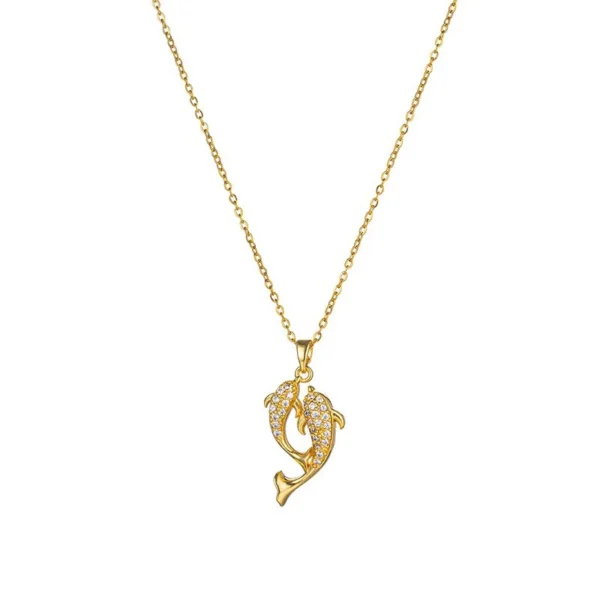 18k Full Diamond Pisces Pendant Necklace Outlets - Image 5