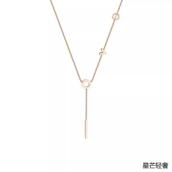 18KLOVE letter titanium steel necklace outlets - Image 5