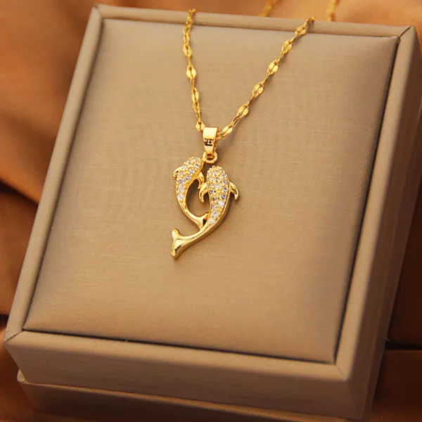 18k Full Diamond Pisces Pendant Necklace Outlets - Image 3