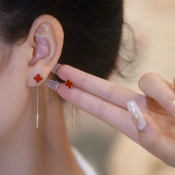 Light luxury four leaf clover ear line outlets for women - Image 4