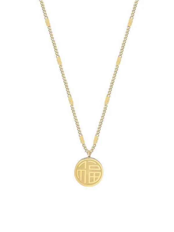 Outlet Clearance Lucky Double sided Necklace Gold Outlets Female - Image 5