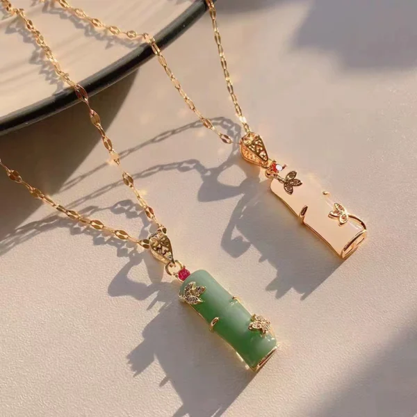 Bamboo pendant collarbone chain - Image 1