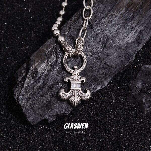 Hip-hop niche full diamond anchor necklace - Image 3